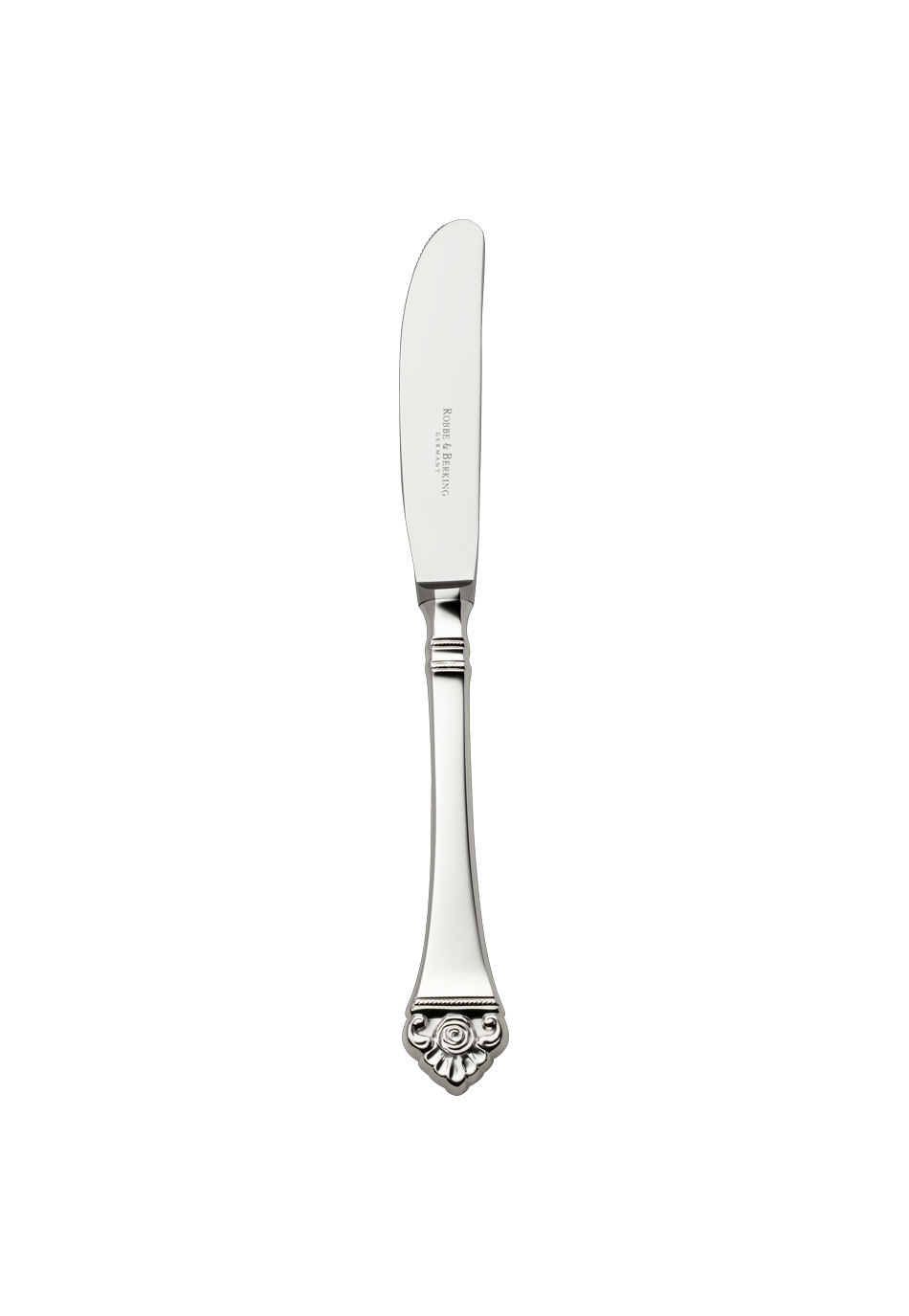 Robbe & Berking "Rose Pattern" Dessert Knife silver plated with gold accents 11,5 cm