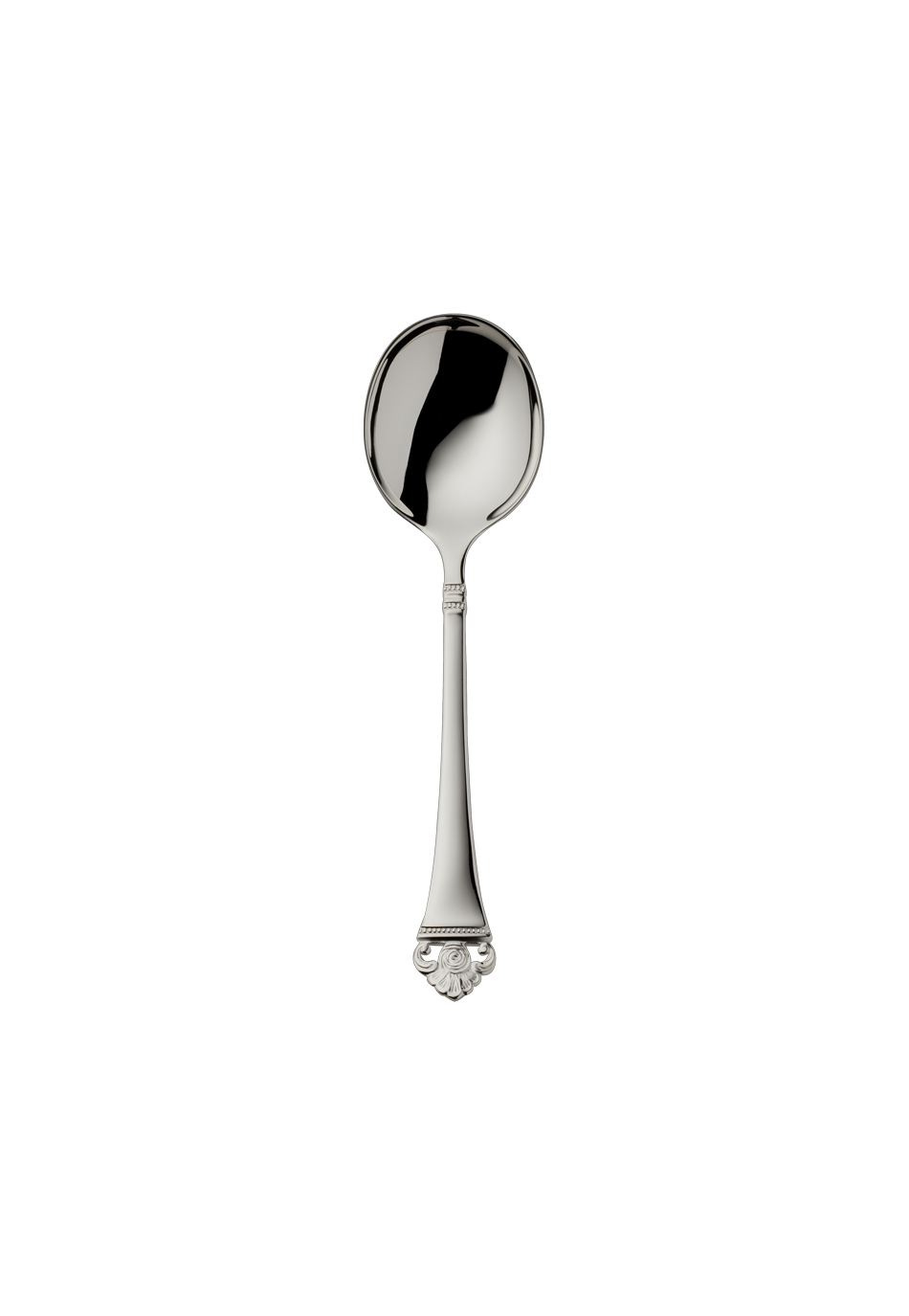 Robbe & Berking "Rose Pattern" Bouillon / Cream Spoon silver plated with gold accents 16,3 cm