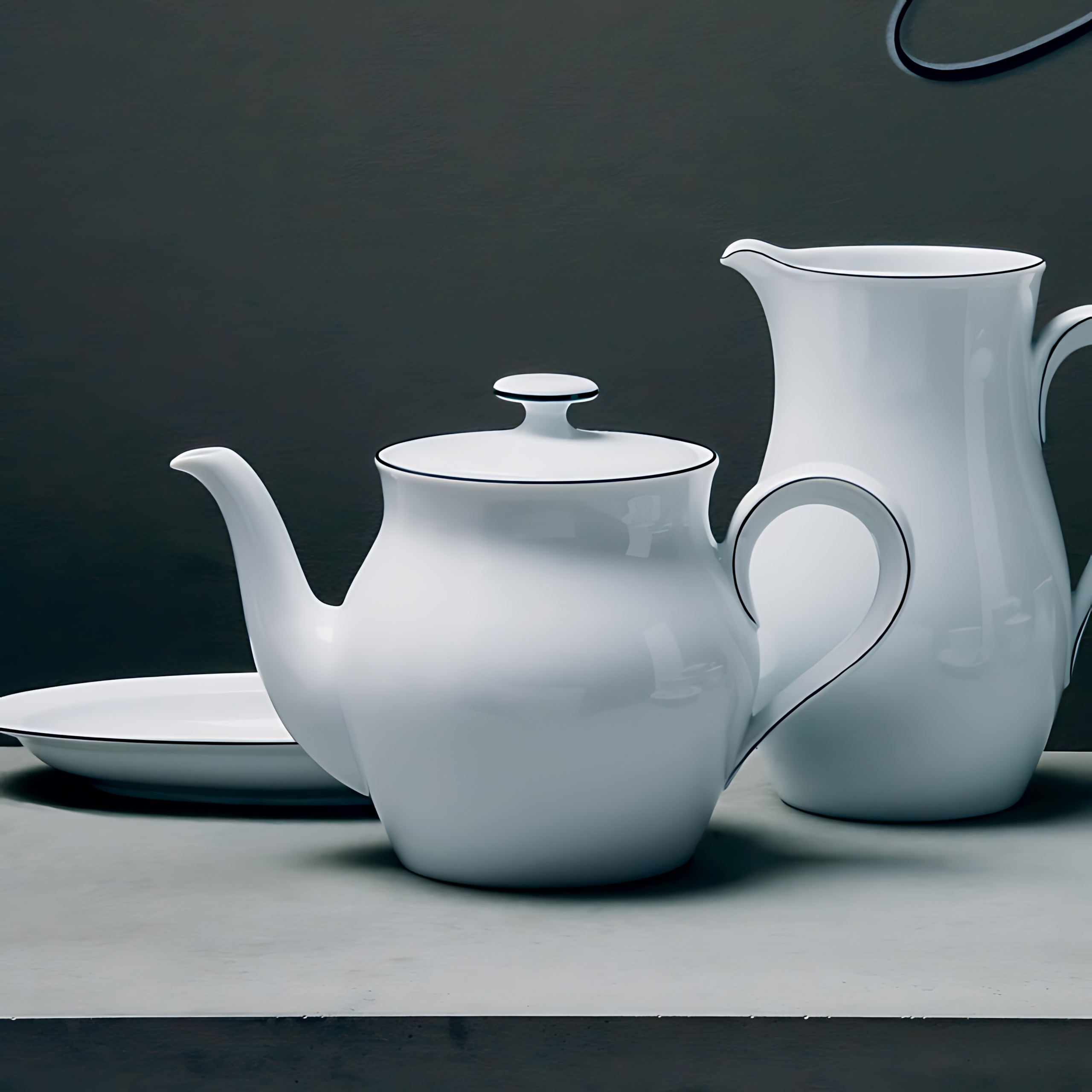 Fürstenberg "Wagenfeld" Pitcher Black Line Porcelain 1400 ml