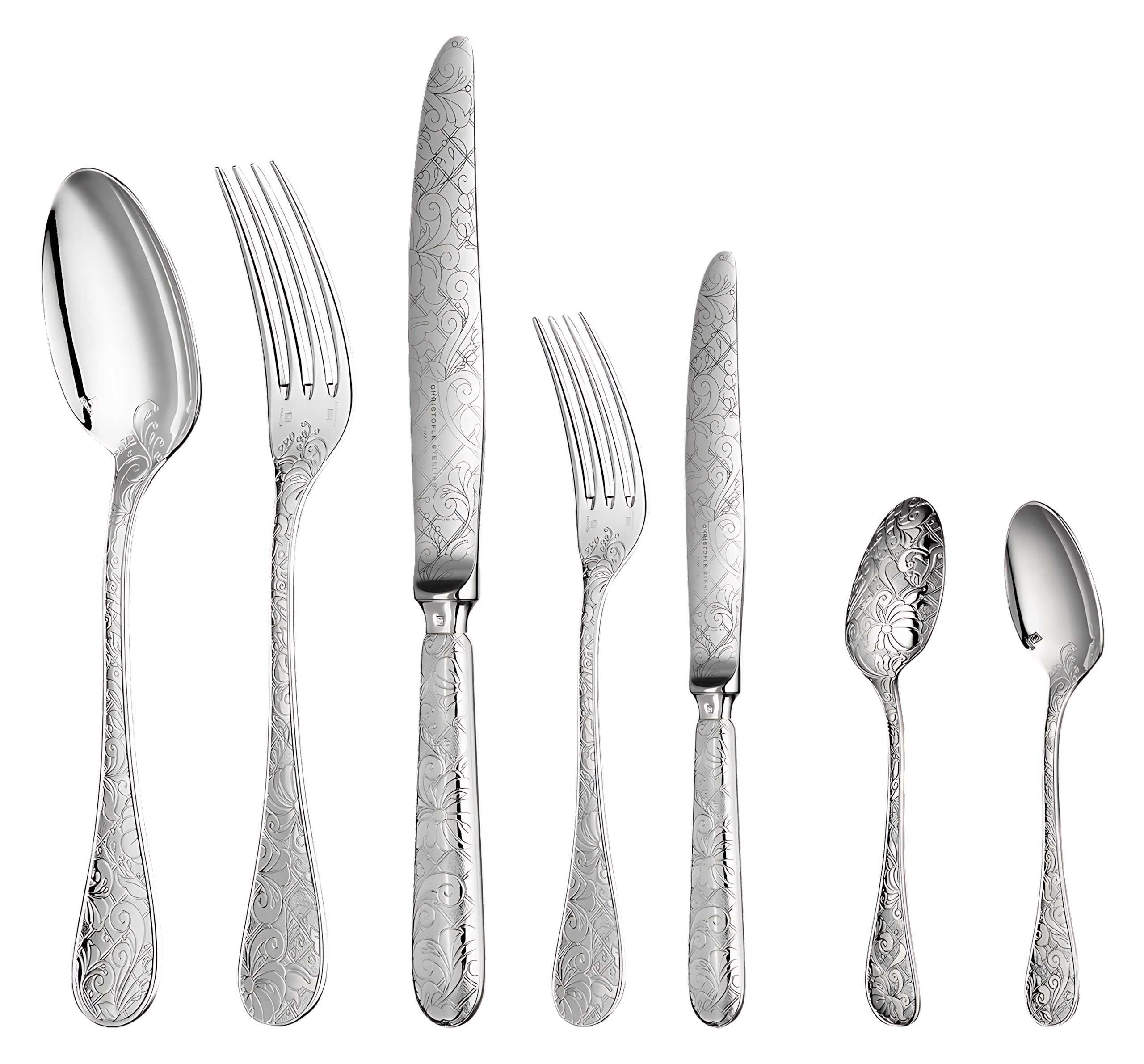Christofle "Jardin D'Eden" Table Set 36-piece sterling silver