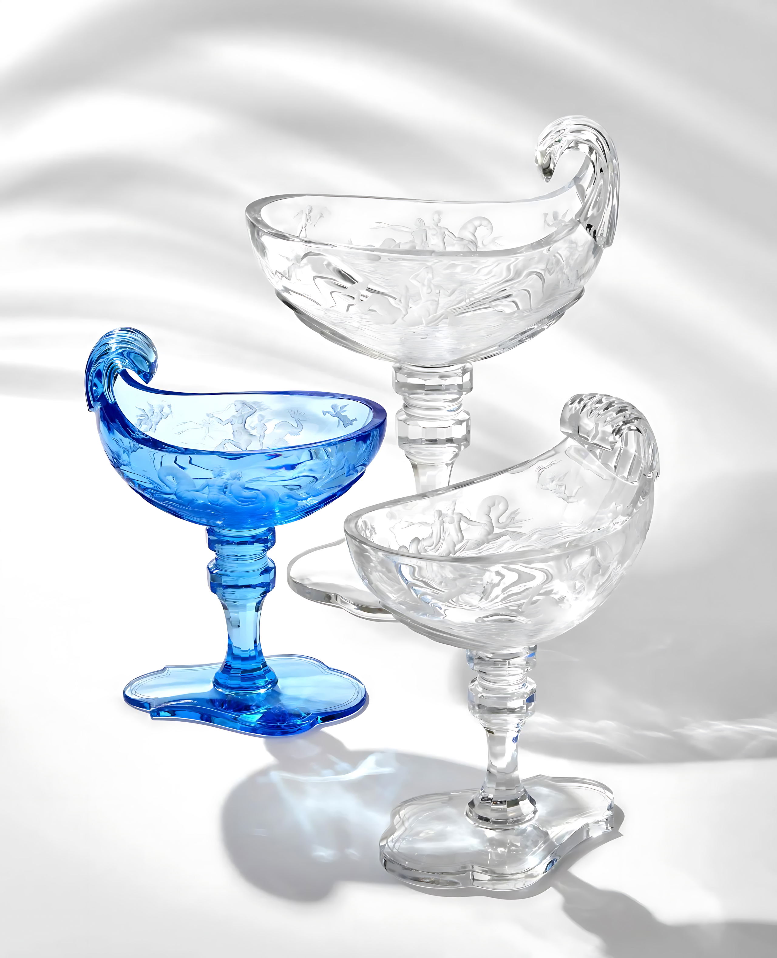 Moser "Royal Highness" Bowl engraving Neptune Crystal Glass 35,0 cm