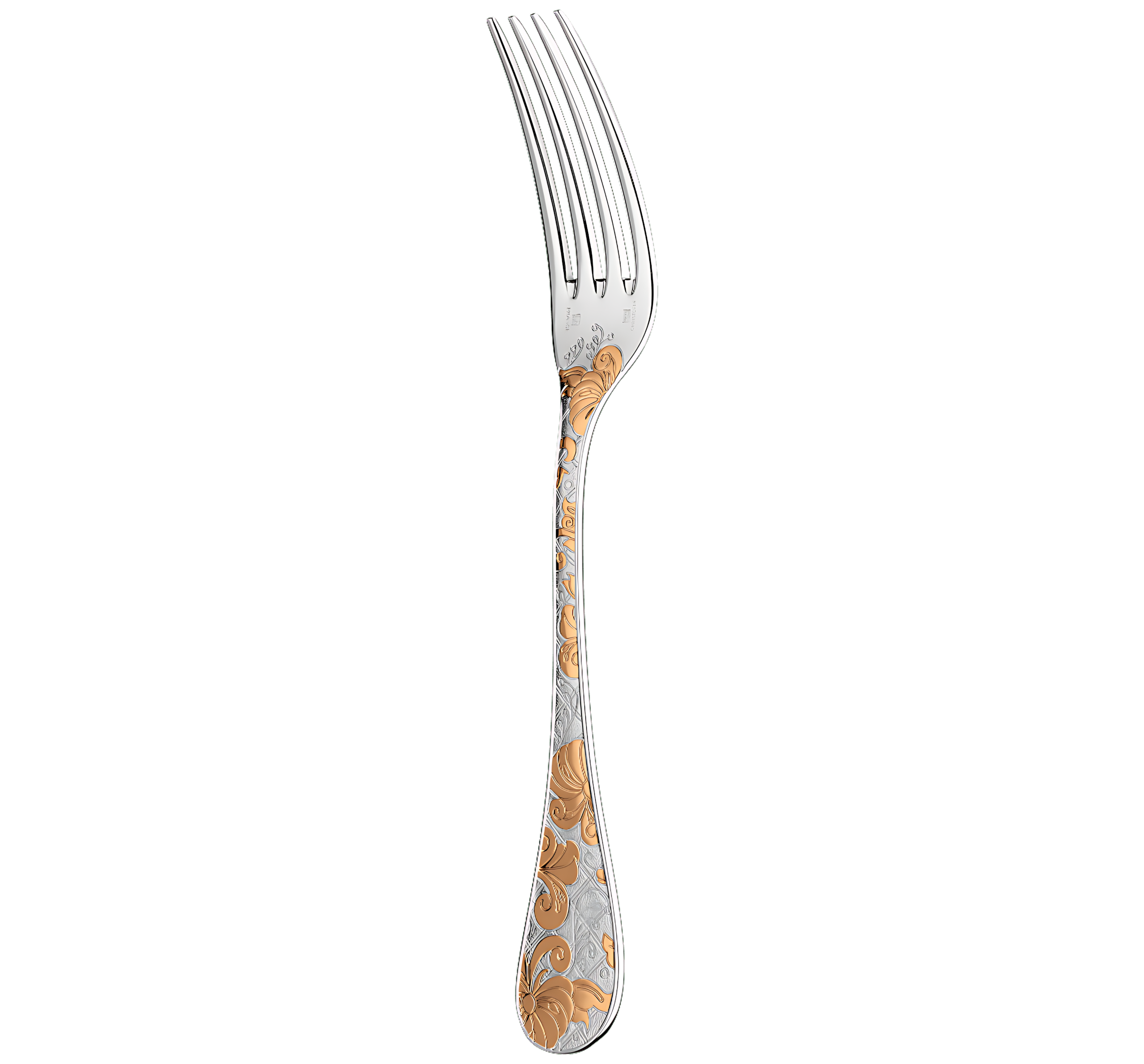 Christofle "Jardin D'Eden" Table Fork partially gold-plated silver plated 21 cm