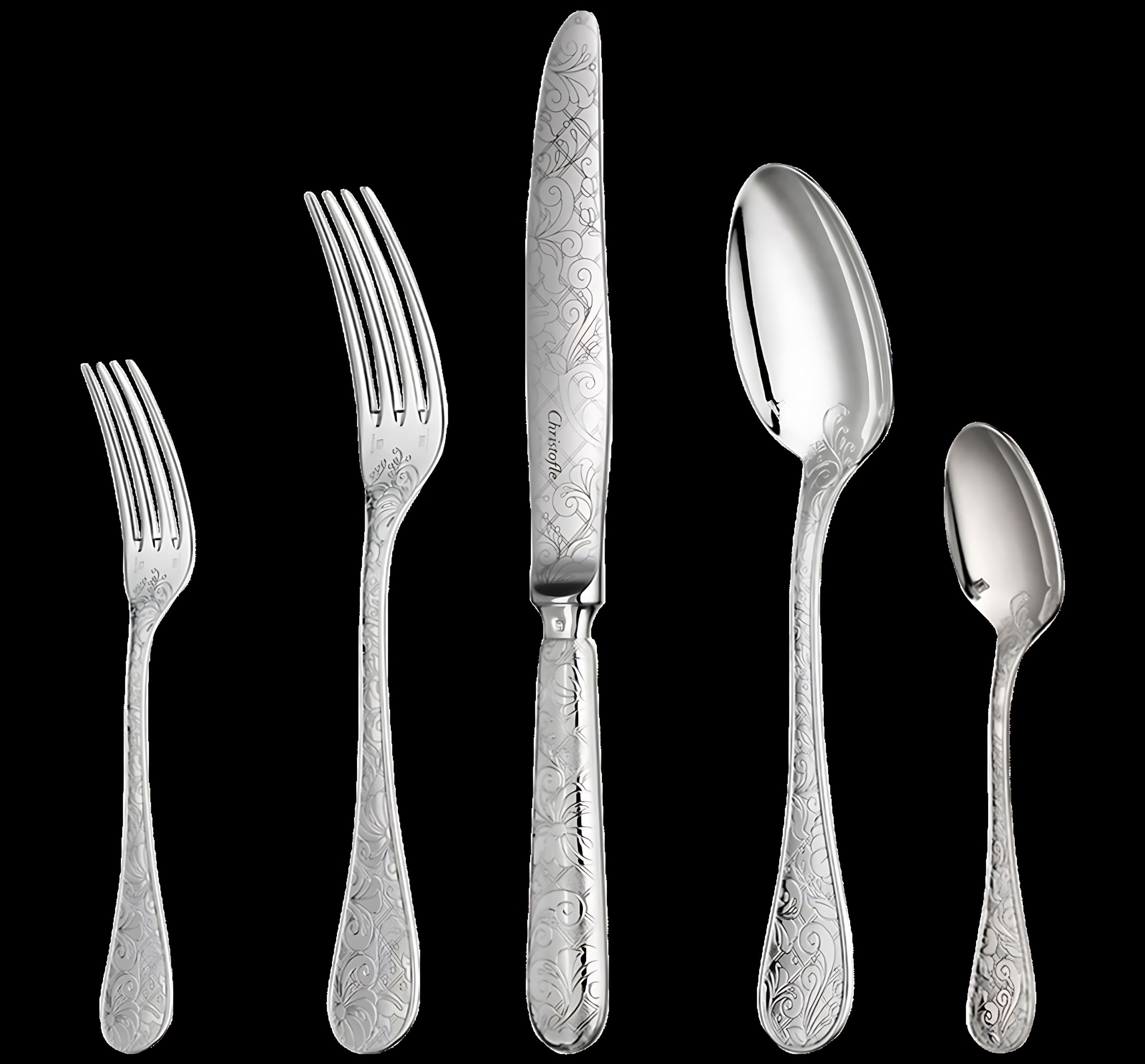 Christofle "Jardin D'Eden" Table Set 5-piece silver plated