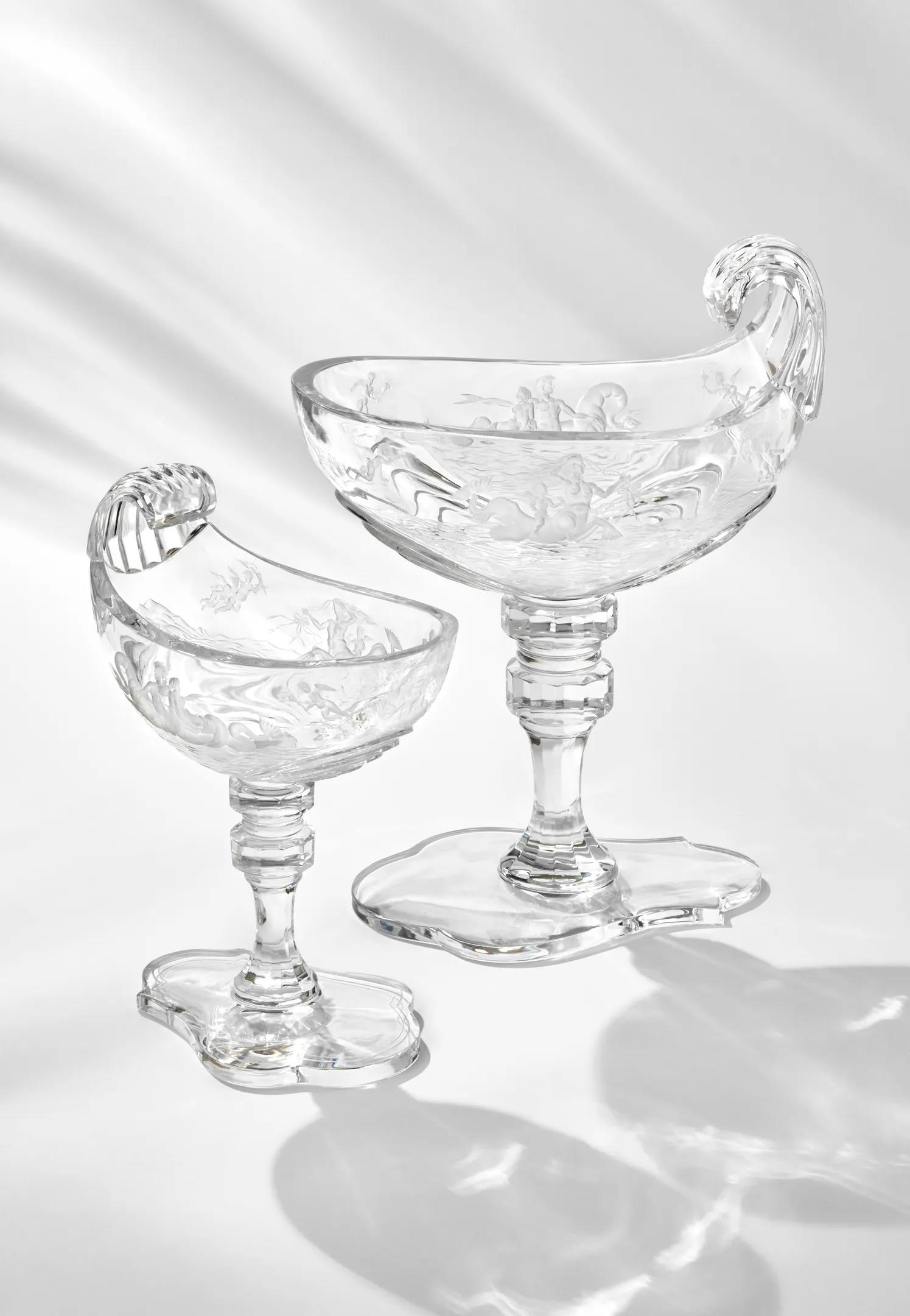 Moser "Royal Highness" Bowl engraving Neptune Crystal Glass 35,0 cm