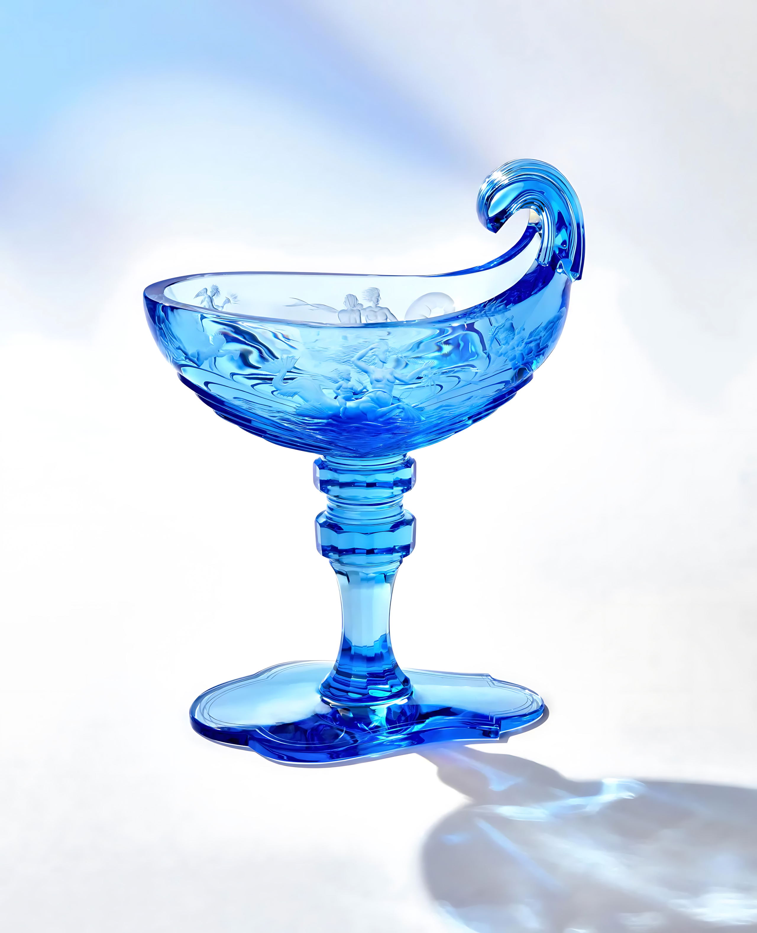 Moser "Royal Highness" Bowl engraving Neptune Crystal Glass 35,0 cm