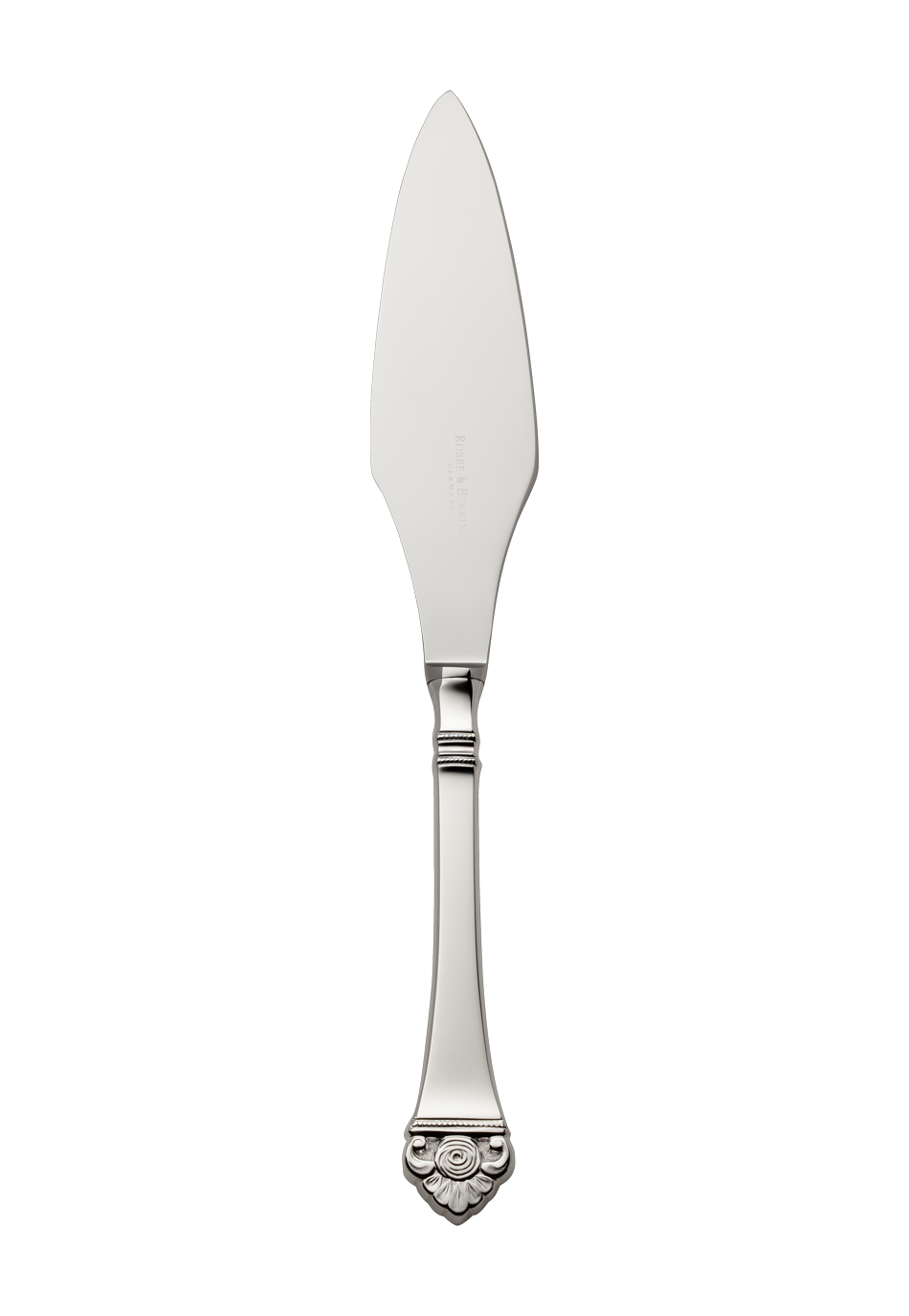 Robbe & Berking "Rose Pattern" Pie Knife silver plated with gold accents 12,5 cm
