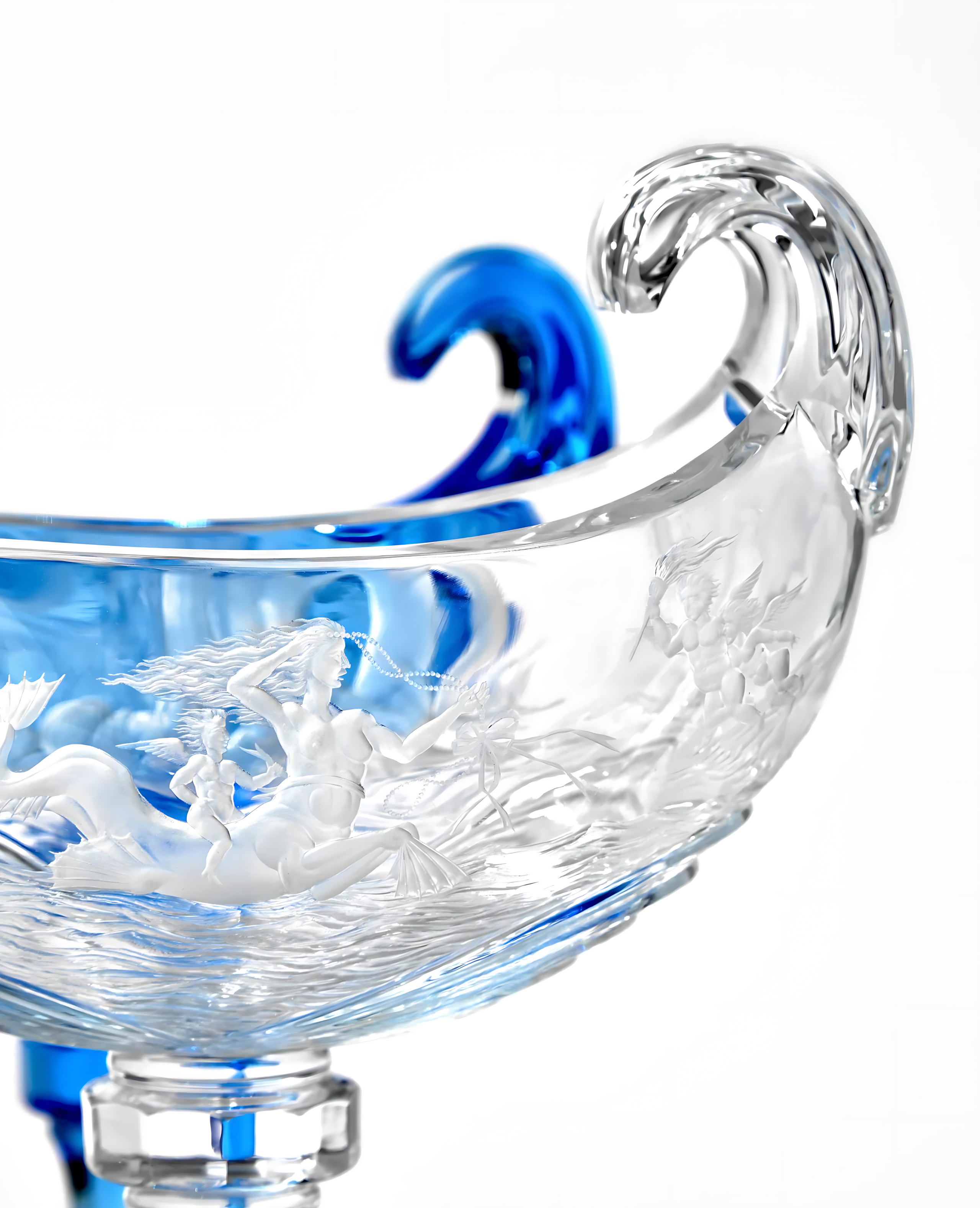 Moser "Royal Highness" Bowl engraving Neptune Crystal Glass 35,0 cm
