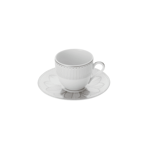 Christofle "Malmaison Impériale" Coffee Cup With Saucer white porcelain
