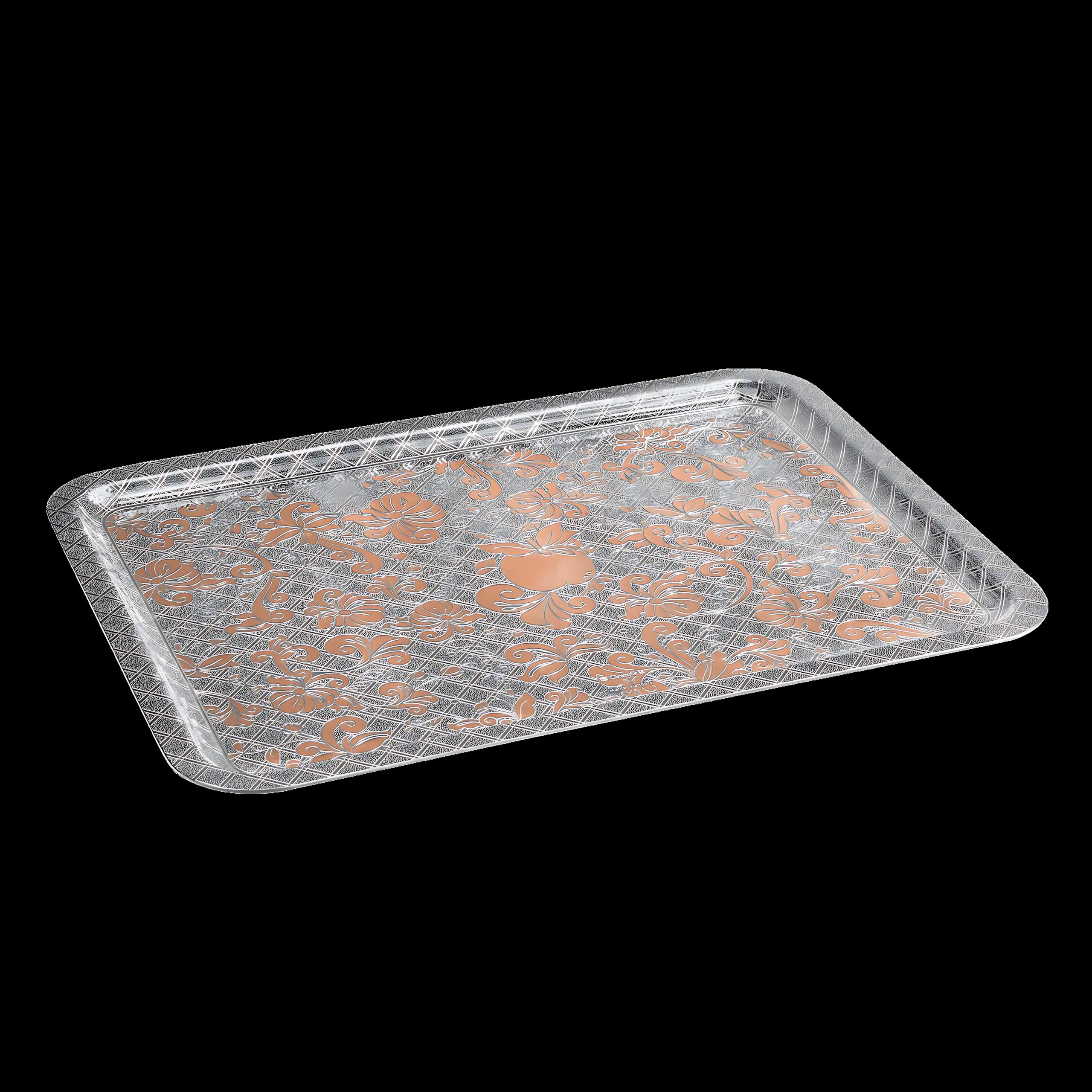 Christofle "Jardin D'Eden" Tray partially gilded red silver plated 42x32 cm