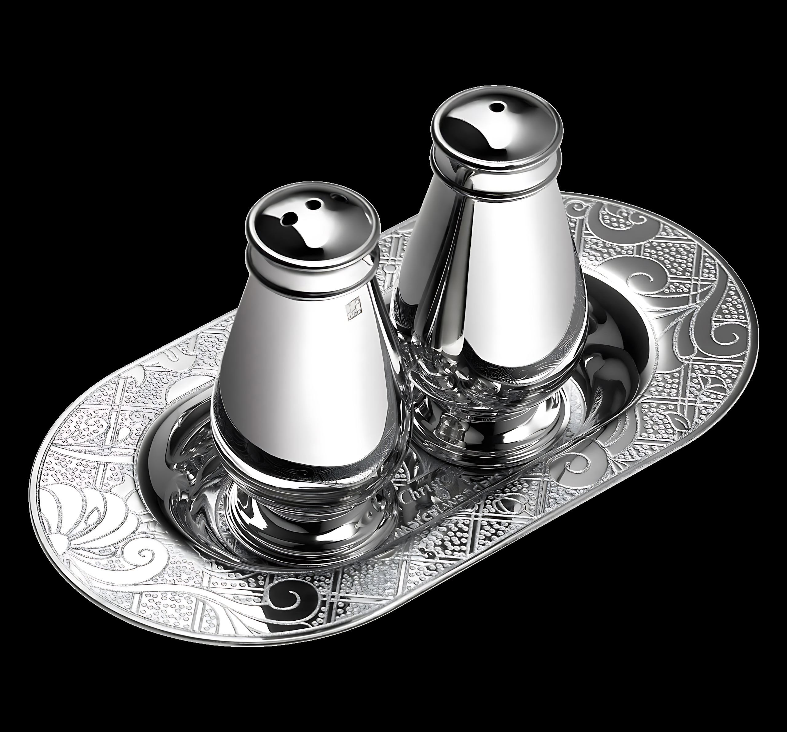 Christofle "Jardin D'Eden" Salt & Pepper Shaker silver plated