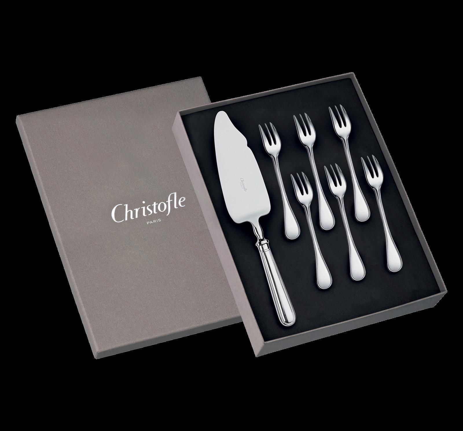 Christofle "Albi" Cake Server & 6 Forks silver plated
