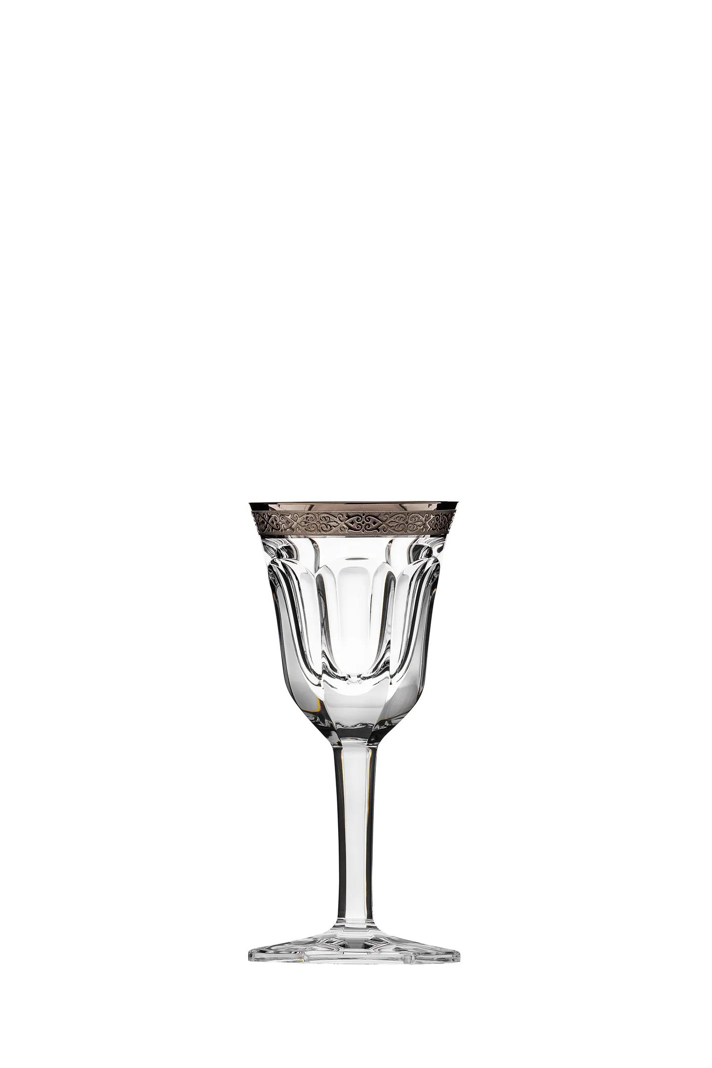 Moser "Pope" Goblet (relief decor) Platinum Crystal Glass 35 ml