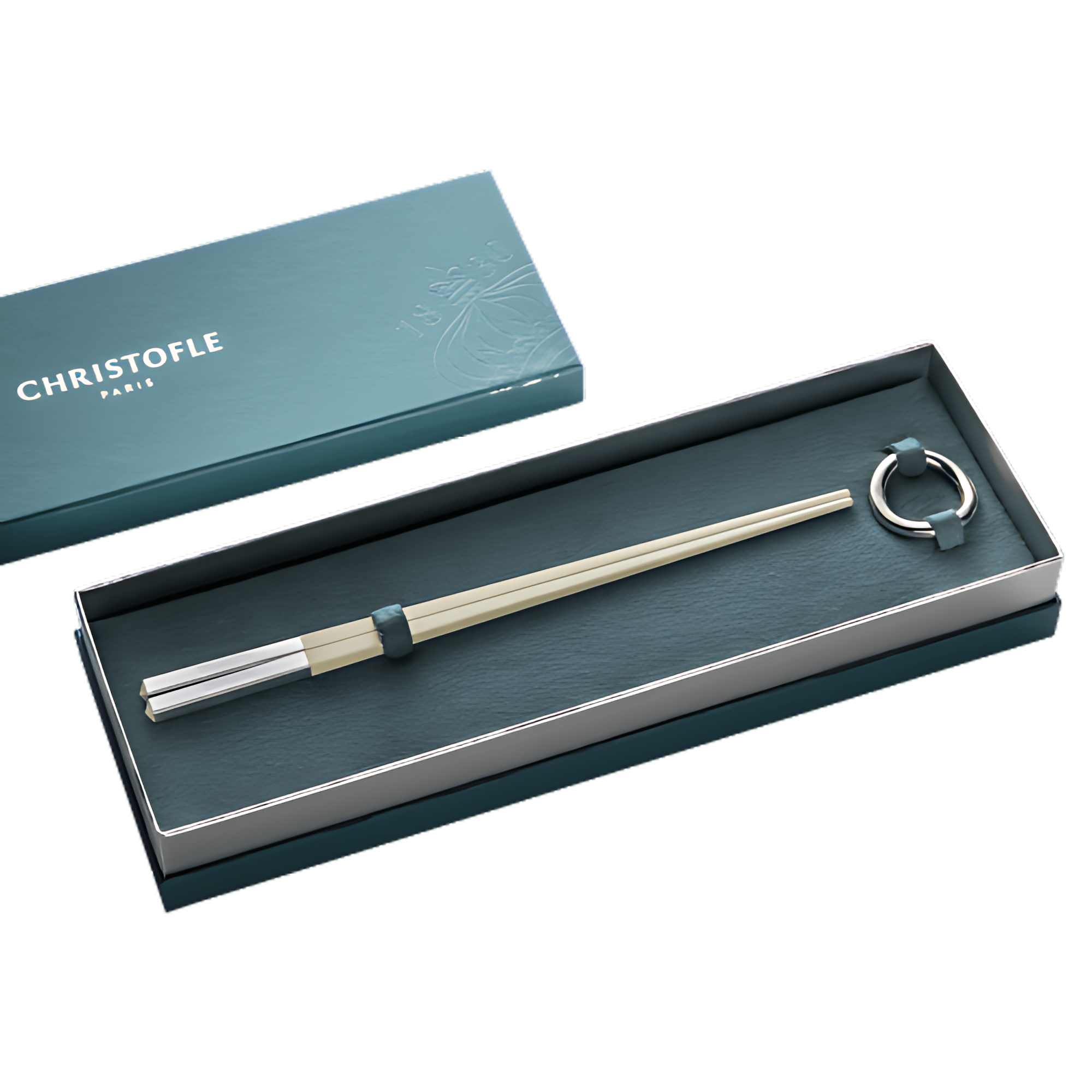Christofle "Uni Flatware" Christofle "Uni" Pair Chinese Chopsticks red silver plated 24 cm
