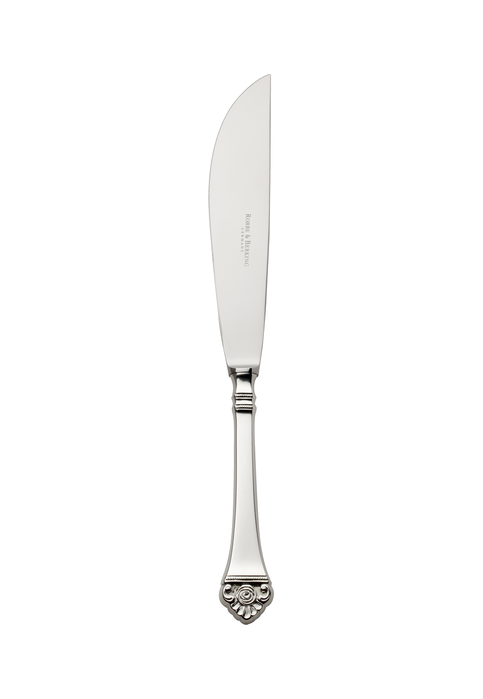 Robbe & Berking "Rose Pattern" Carving Knife silver plated with gold accents 11,5 cm