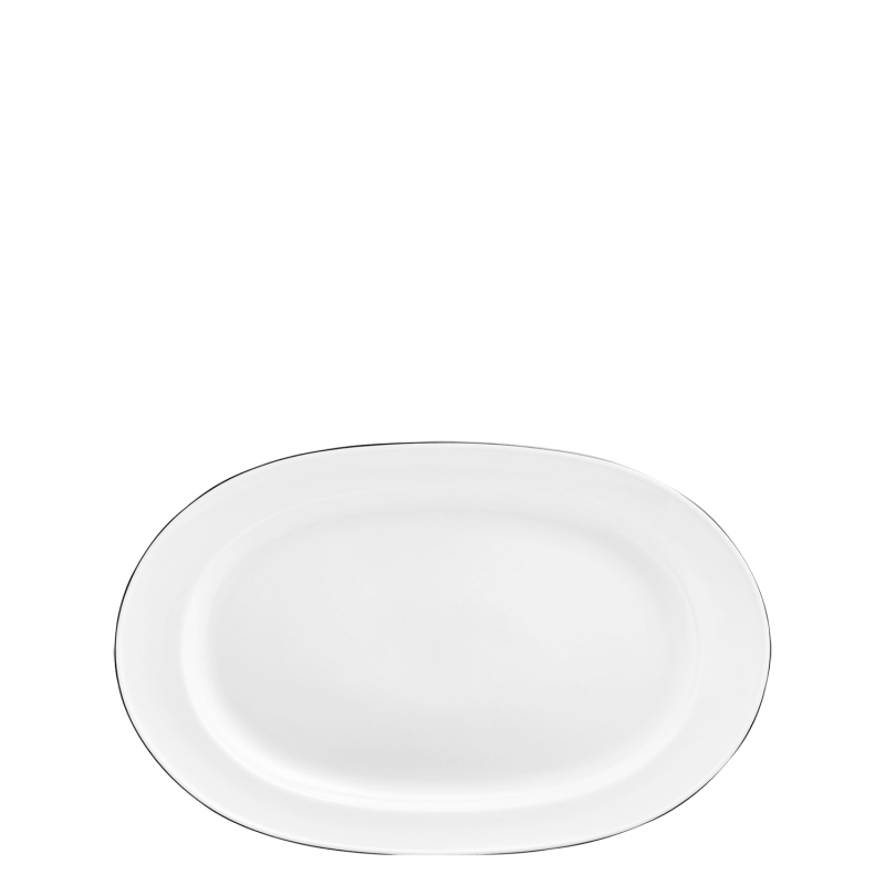 Fürstenberg "Wagenfeld" Platter Oval Black Line Porcelain 38,6x24,3 cm