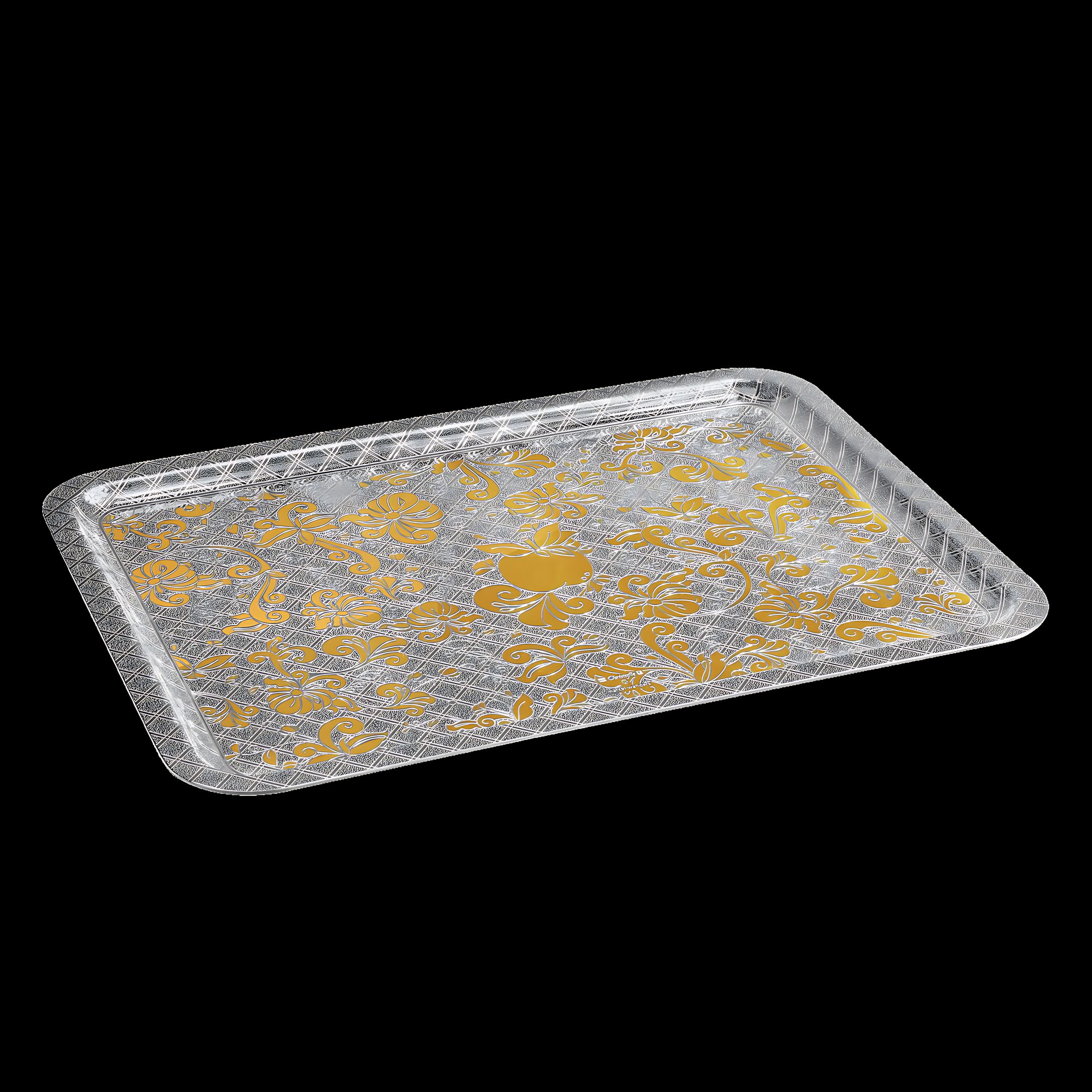 Christofle "Jardin D'Eden" Tray partially gilded silver plated 42x32 cm