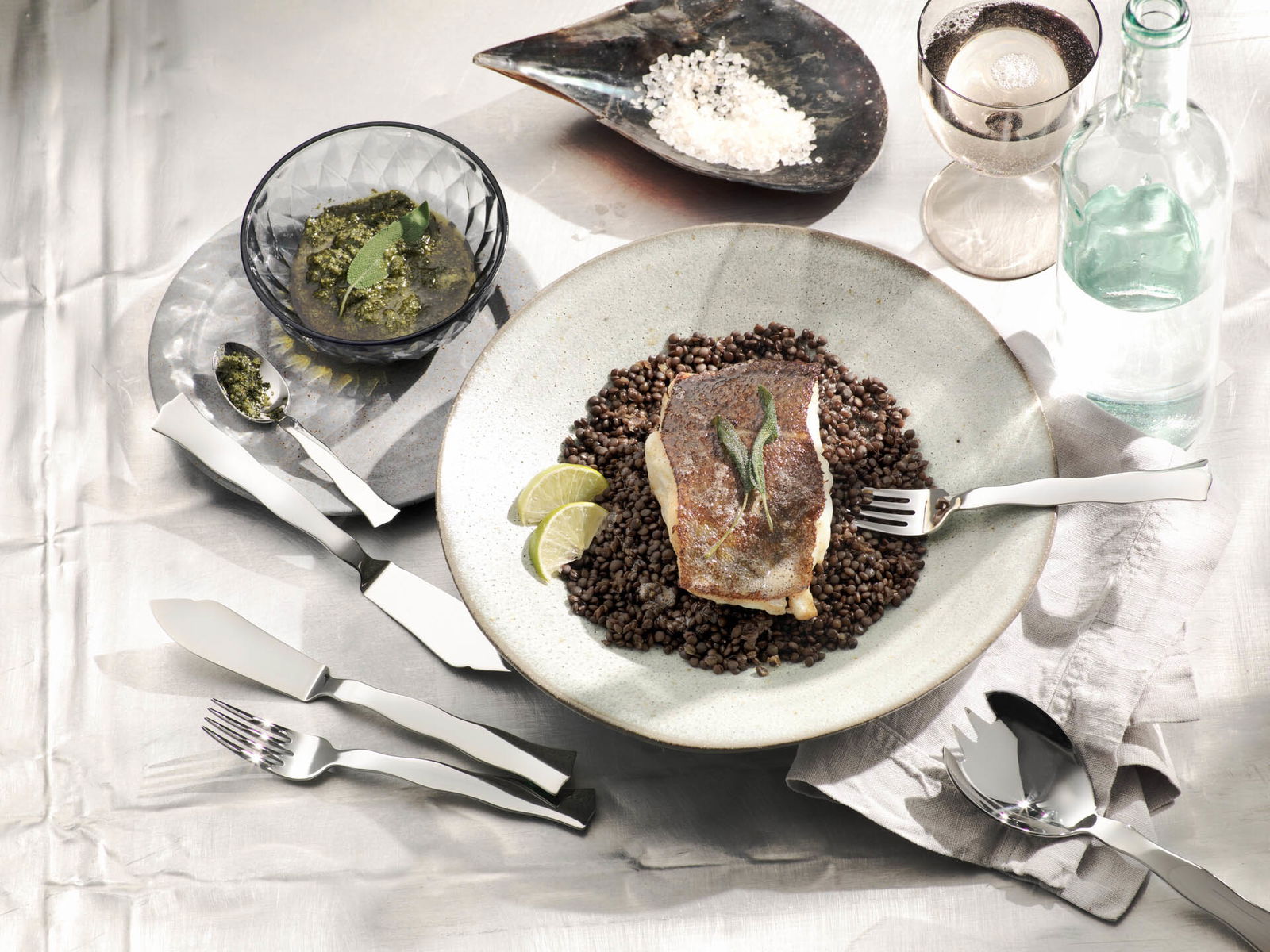 Robbe & Berking "Lago" Dinner Set 4-pcs stainless steel Robbe & Berking "Lago" Salad Fork large stainless steel 21,5 cm