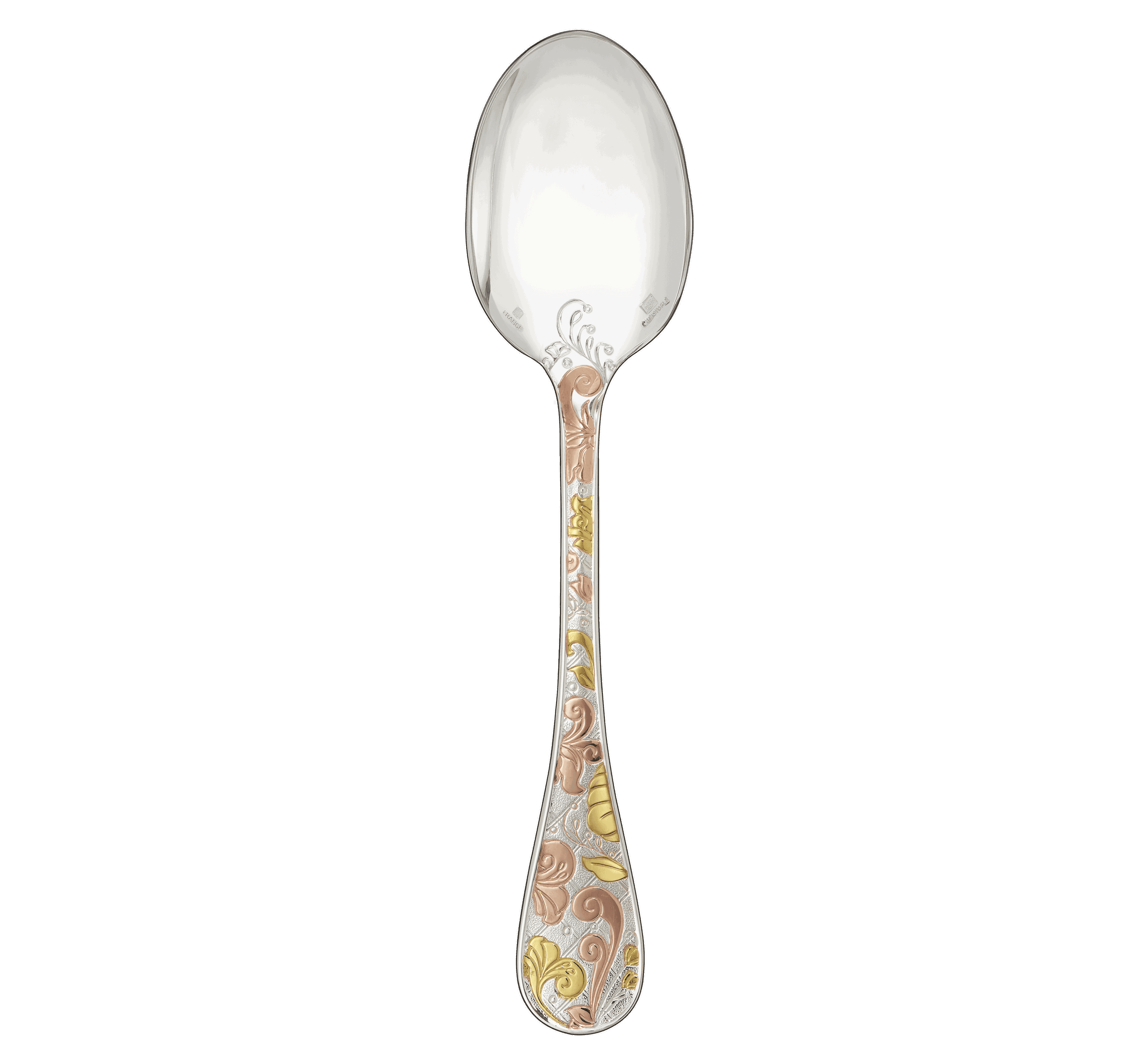 Christofle "Jardin D'Eden" Table Spoon yellow gold & rose gold partially gilded silver plated 21 cm