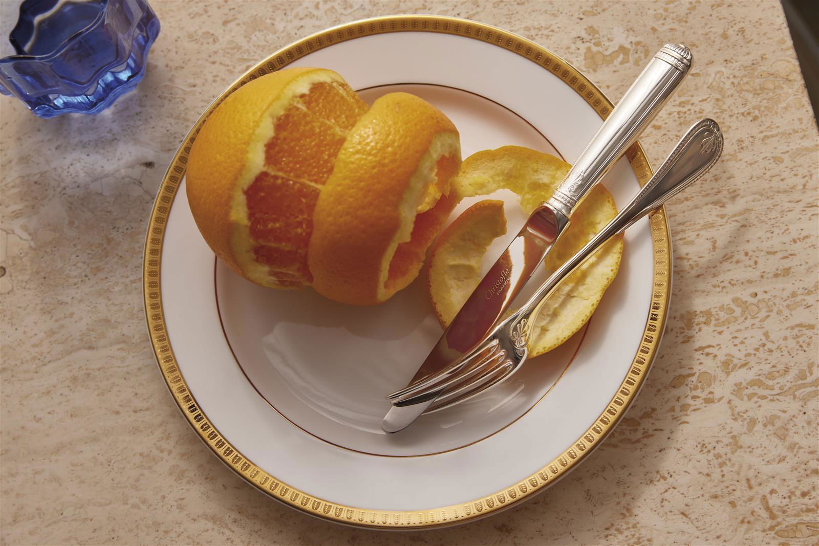 Christofle "Malmaison" Dessert Plate porcelain Christofle "Malmaison" Coffee Cup With Saucer porcelain