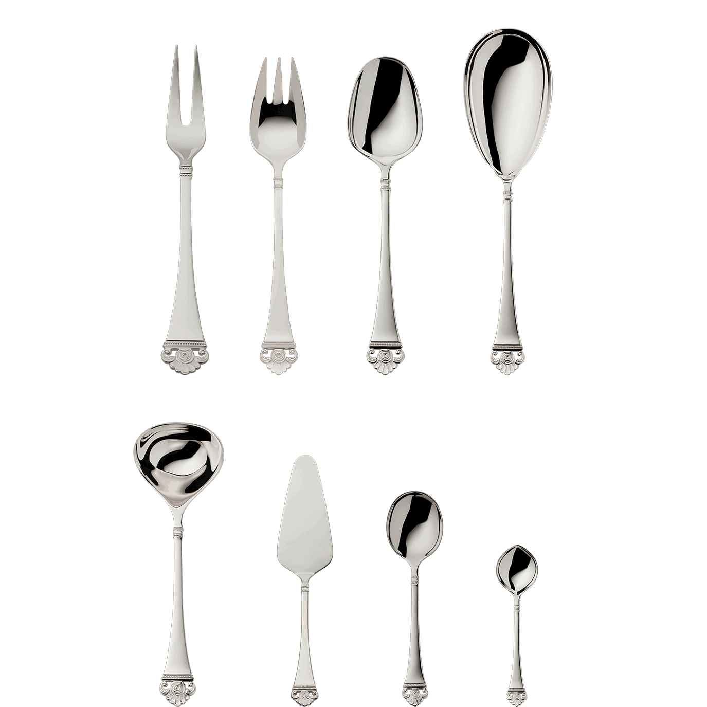 Robbe & Berking "Rose Pattern" Serving Set 9-pcs Sterling Silver
