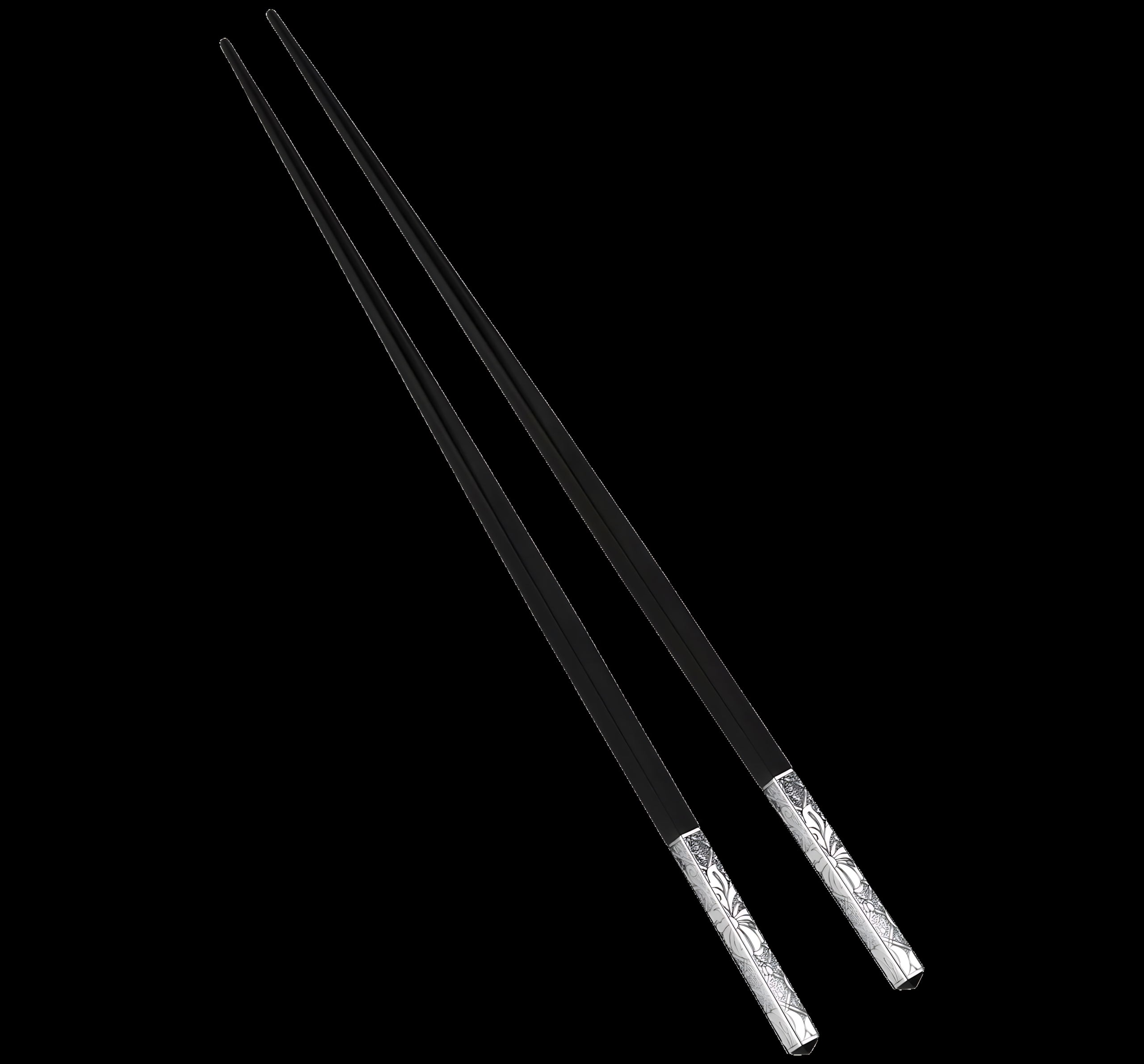Christofle "Jardin D'Eden" Pair Japanese Chopsticks Japan silver plated 24 cm
