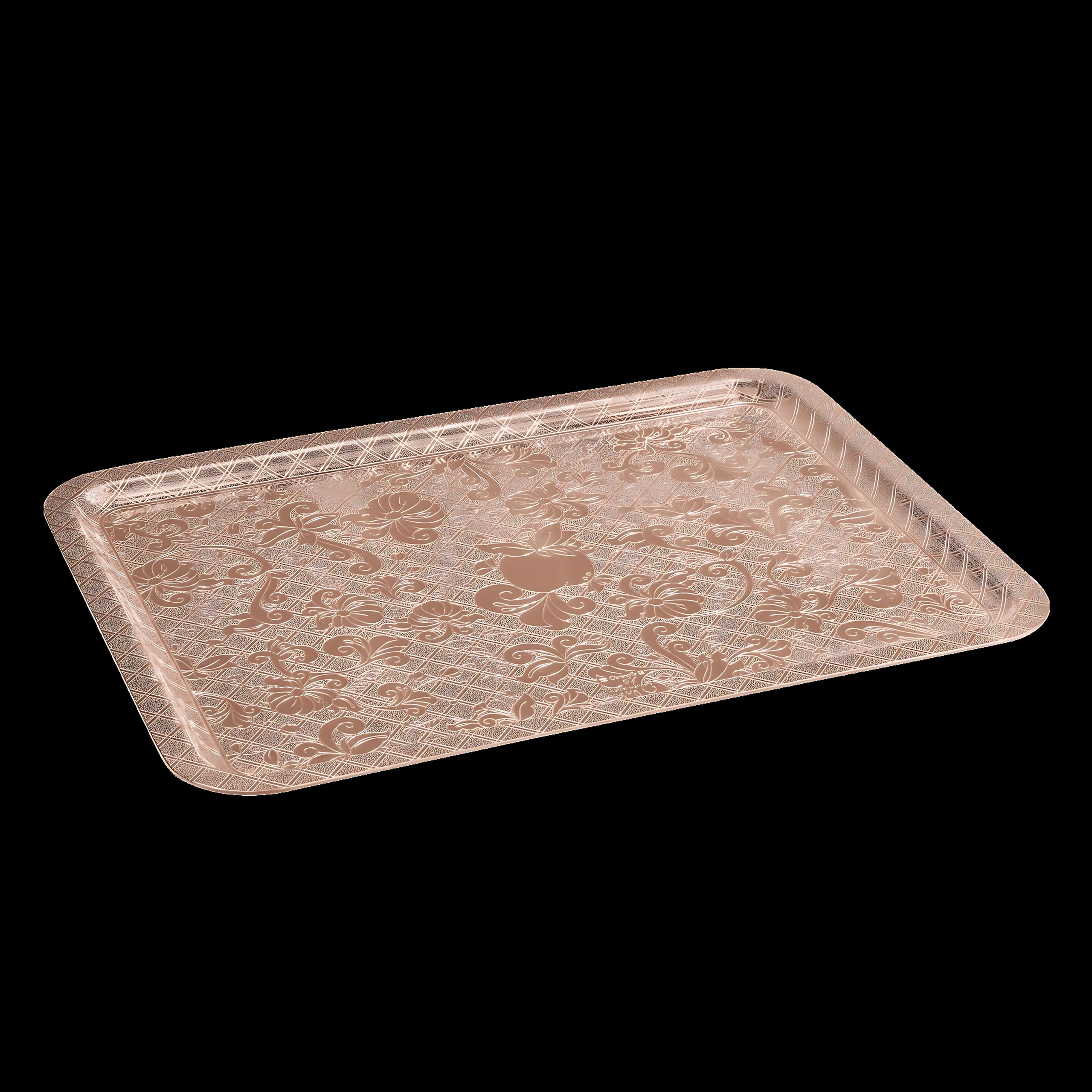 Christofle "Jardin D'Eden" Tray gilded rose gold silver plated 42x32 cm