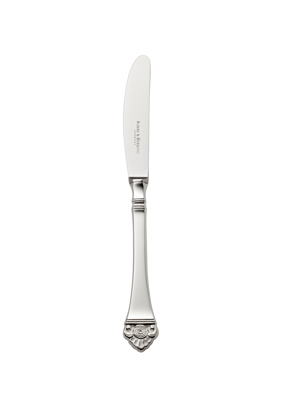 Robbe & Berking "Rose Pattern" Dinner Knife silver plated with gold accents 22 cm