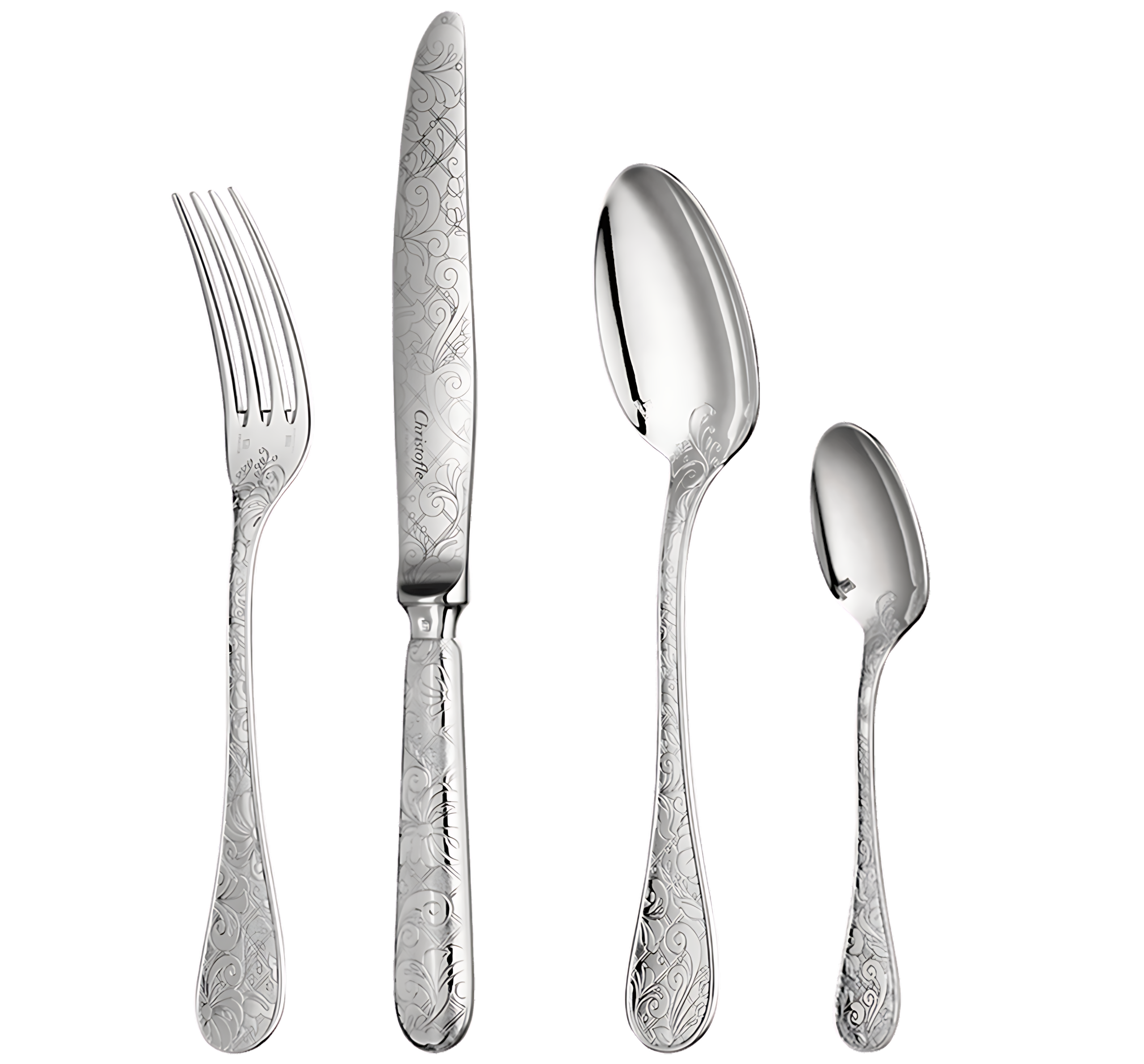 Christofle "Jardin D'Eden" Table Set 48-piece silver plated