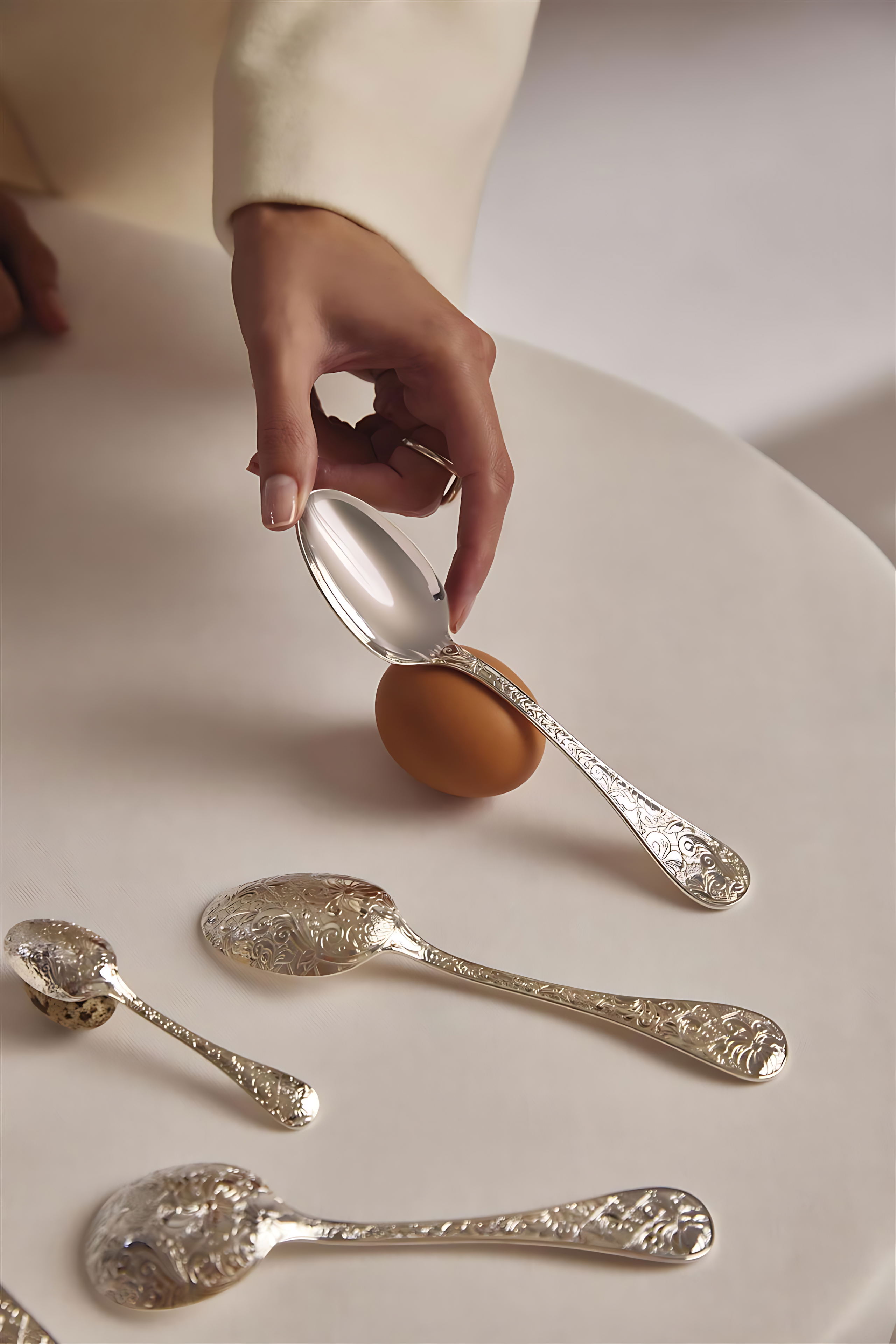 Christofle "Jardin D'Eden" Coffee Spoon silver plated 14 cm Christofle "Jardin D'Eden" Espresso Spoon sterling silver 10 cm
